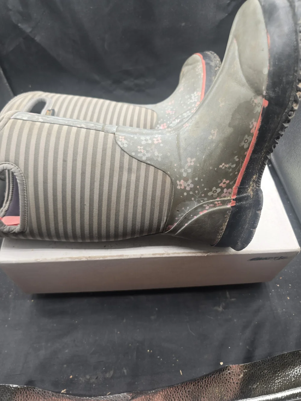 Bogs Kids Green Striped Rain & Snow Boots‎